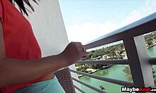 Skinny girlfriend gets anal fucked on balcony in HD video