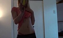 Hot blonde teen's sexy striptease