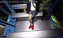 Beautiful transgender show off her big dick on a cable car ride in Mexico